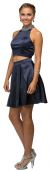 Jeweled Collar Two Piece Short Homecoming Party Dress in Navy